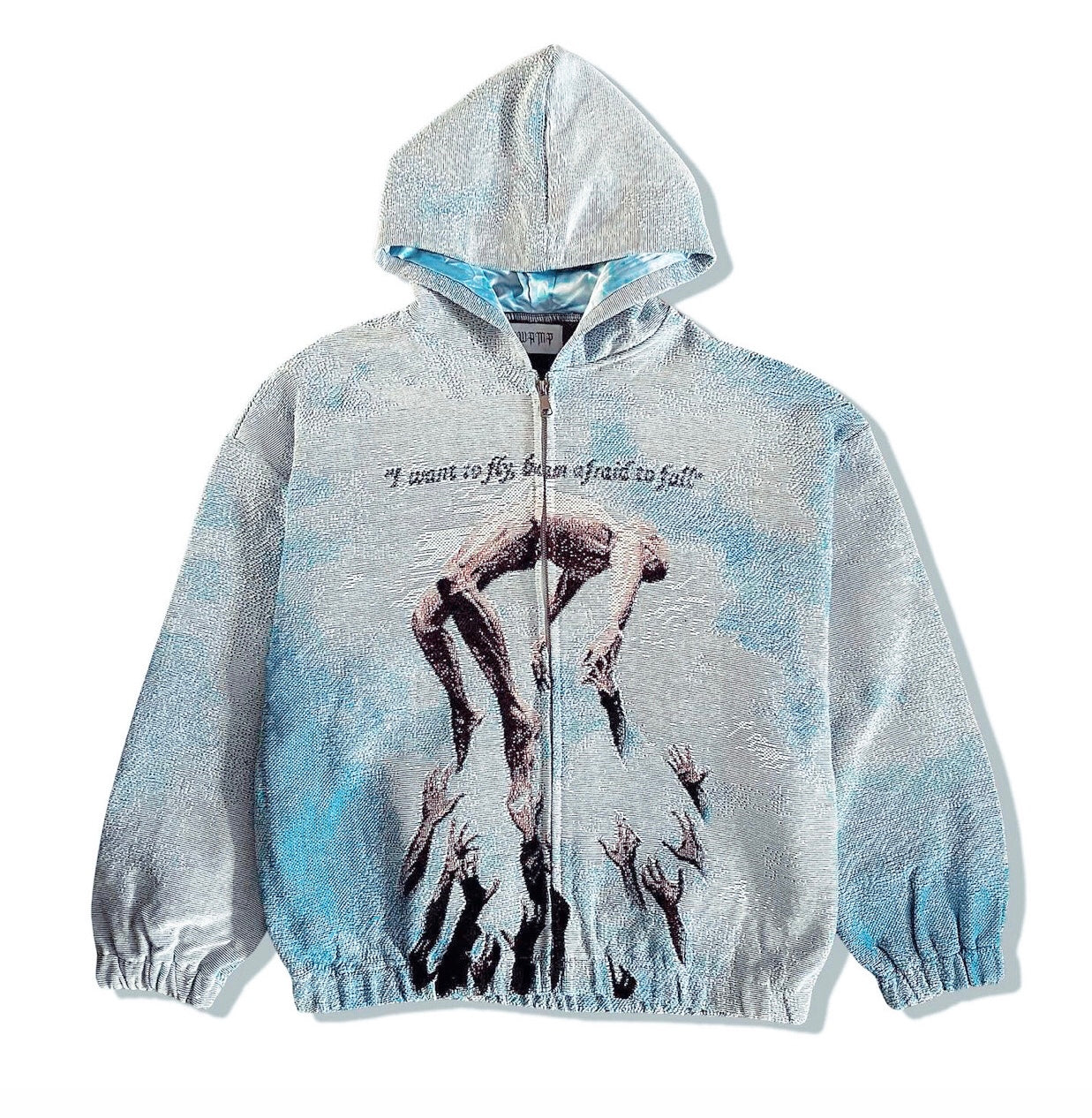 "I want to fly, but I'm afraid of falling" zip-up hoodie