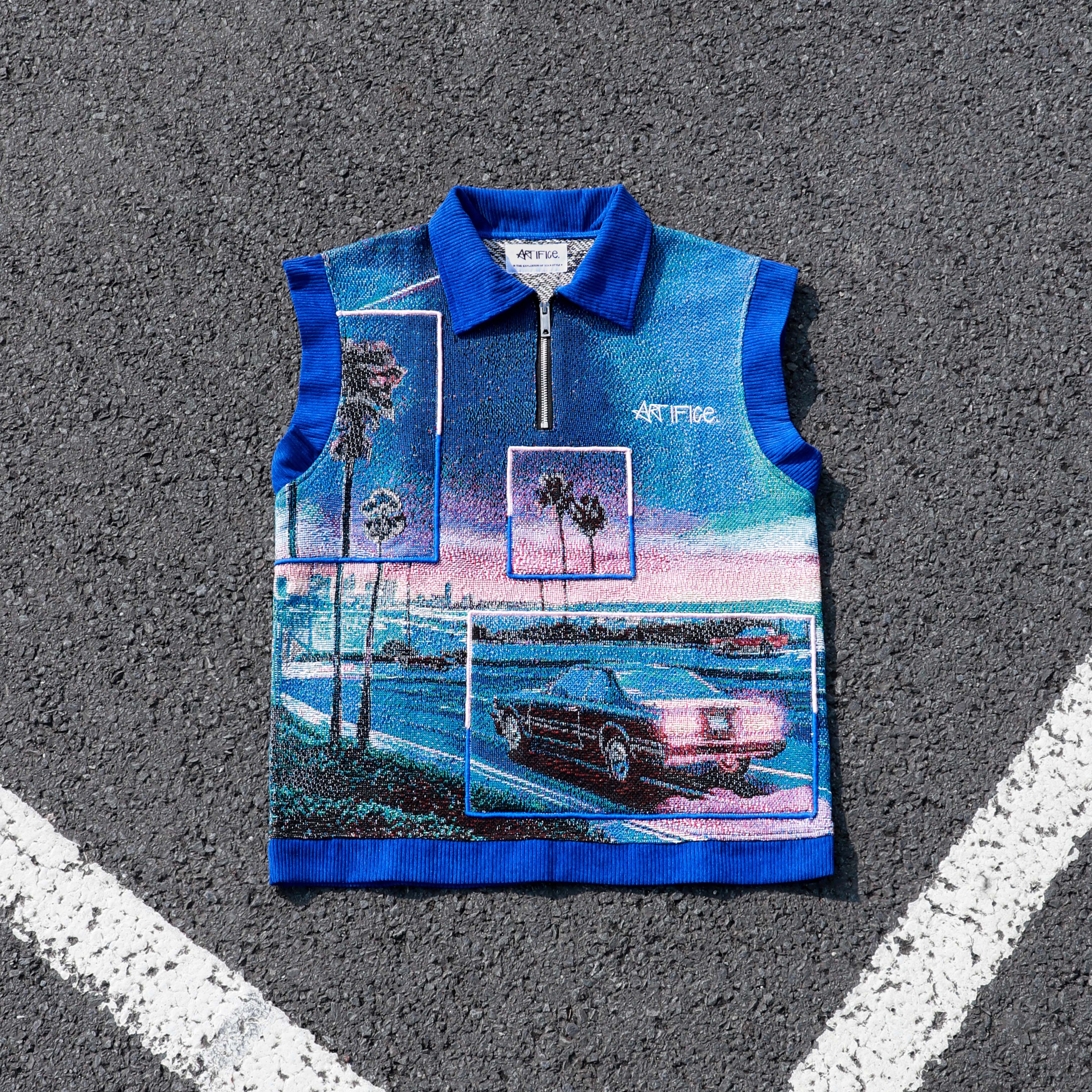 Tapestry sleeveless T-shirt