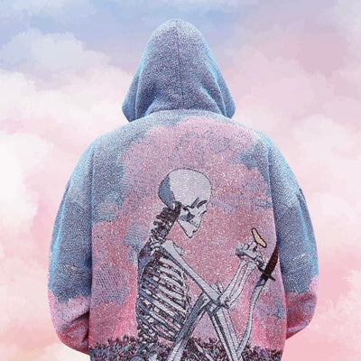 Sweat à Capuche Unisexe - Design Squelette & Nuages - Wearspective